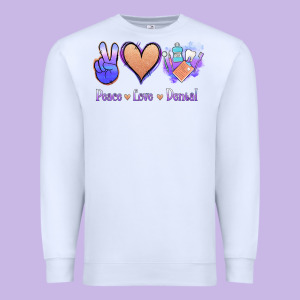Peace Love Dental Premium Sweatshirt Designed By Jasminsmagicworld