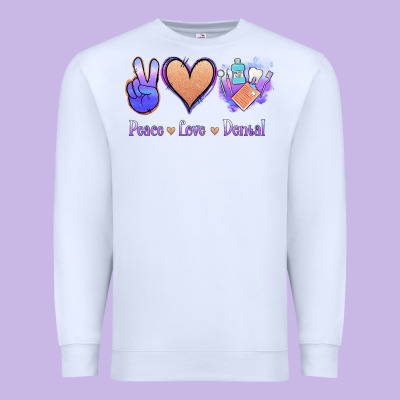 Peace Love Dental Premium Sweatshirt Designed By Jasminsmagicworld