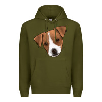 Army Green Jack Russel Premium Hoodie - Jasminsmagicworld
