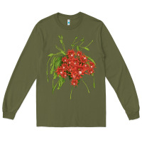 Army Green Red Orchid Cactus Long Sleeve Tee - LillyAllenDesigns