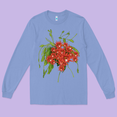 Red Orchid Cactus Long Sleeve Tee Designed By Lillyallendesigns