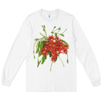 White Red Orchid Cactus Long Sleeve Tee - LillyAllenDesigns