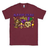 Burgundy Mardi Gras vibes skull Classic Tee - FaDigitalArtStudio