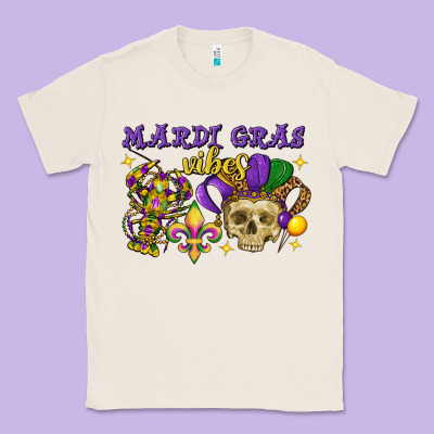 Mardi Gras Vibes Skull Classic Tee Designed By Fadigitalartstudio