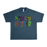 Midnight Navy Happy Easter Urban Heavy Tee - CowhideDigitalArt