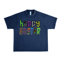 Navy Happy Easter Urban Heavy Tee - CowhideDigitalArt