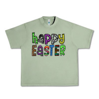 Oil Green Happy Easter Urban Heavy Tee - CowhideDigitalArt