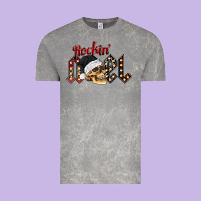 Rockin Noel Skull Vintage Tee Designed By Cowhidedigitalart