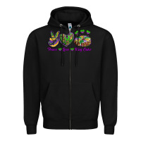 Black peace love mardi gras king cake Zipper Hoodie - RanaPortraitStore