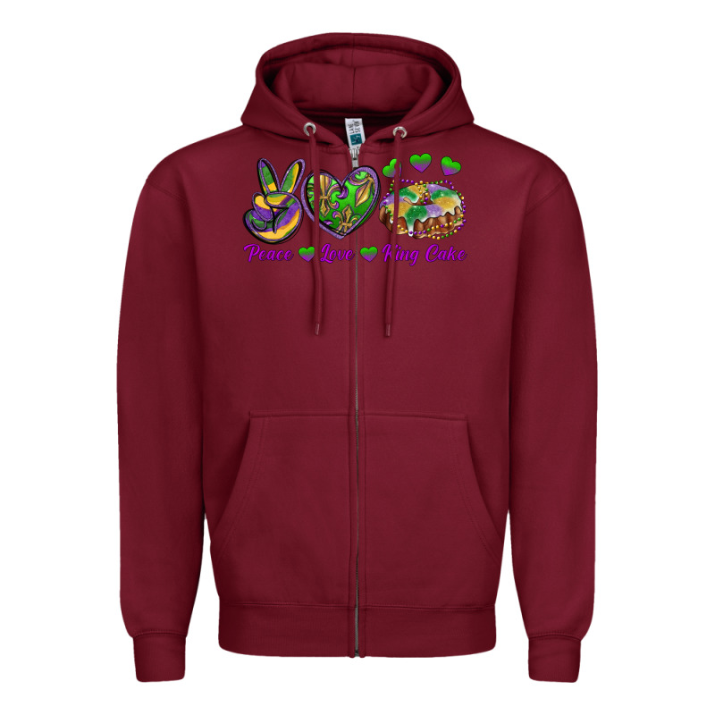 Peace Love Mardi Gras King Cake Zipper Hoodie by RanaPortraitStore | Teevron