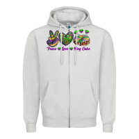Dove Grey peace love mardi gras king cake Zipper Hoodie - RanaPortraitStore