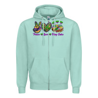 Seafoam peace love mardi gras king cake Zipper Hoodie - RanaPortraitStore