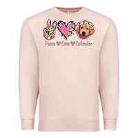 Pale Pink Peace Love Labrador Premium Sweatshirt - Jasminsmagicworld