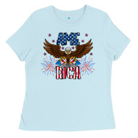 Baby Blue America eagle Ladies Tee - CowhideDigitalArt