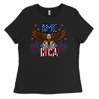 Black America eagle Ladies Tee - CowhideDigitalArt