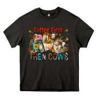 Asphalt Coffee First Then Cows Heavy Core Tee - FaDigitalArtStudio