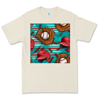 Bone baseball helmet and glove with serape seamless pattern Premium Tee - BundleAndBundleShop
