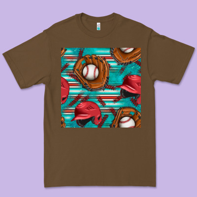 Baseball Helmet And Glove With Serape Seamless Pattern Premium Tee Designed By Bundleandbundleshop