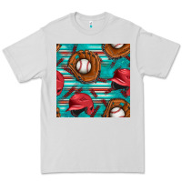 Dove Grey baseball helmet and glove with serape seamless pattern Premium Tee - BundleAndBundleShop