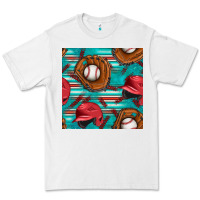 White baseball helmet and glove with serape seamless pattern Premium Tee - BundleAndBundleShop