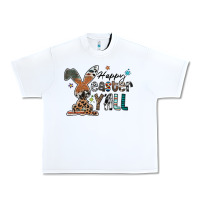 White Happy Easter Y'all Urban Heavy Tee - CowhideDigitalArt