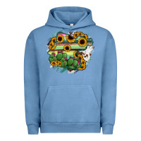 Pigment Pebble Blue Guanajuato sunflower serape map Urban Hoodie - RanaPortraitStore