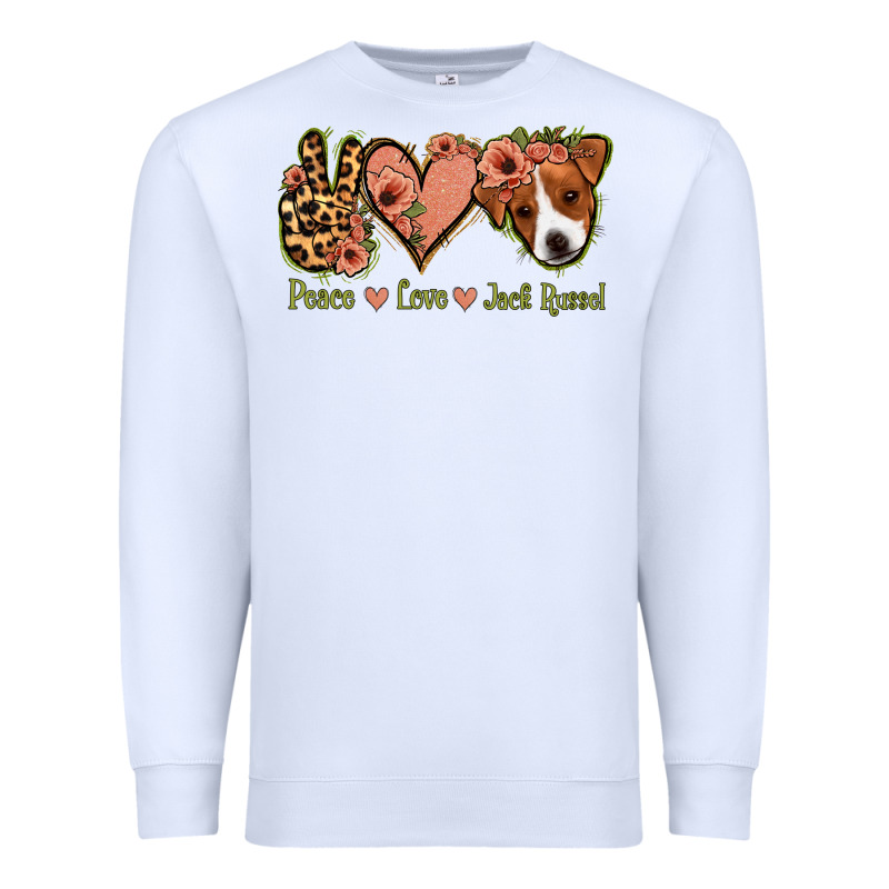 Peace Love Jack Russel Premium Sweatshirt by Jasminsmagicworld | Teevron