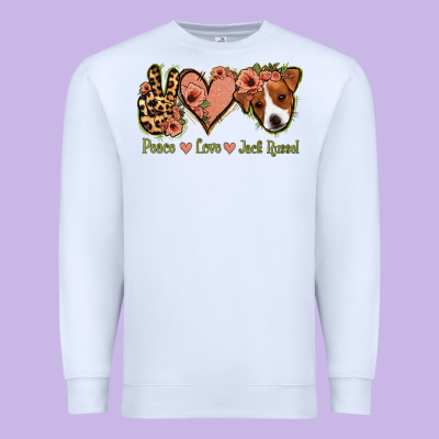 Peace Love Jack Russel Premium Sweatshirt Designed By Jasminsmagicworld