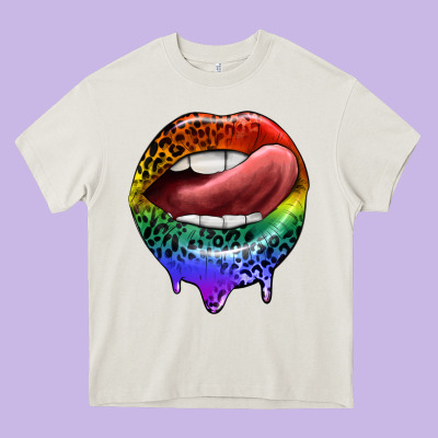 Rainbow Lips Pride Heavy Core Tee Designed By Fadigitalartstudio