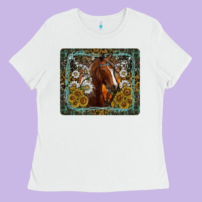 Western Horse Mouse Pad Ladies Tee Designed By Cowhidedigitalart