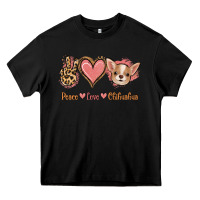 Black Peace Love Chihuahua Heavy Core Tee - Jasminsmagicworld