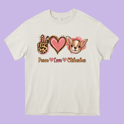 Peace Love Chihuahua Heavy Core Tee Designed By Jasminsmagicworld