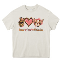 Cream Peace Love Chihuahua Heavy Core Tee - Jasminsmagicworld