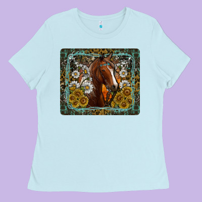 Western Horse Mouse Pad Ladies Tee Designed By Cowhidedigitalart