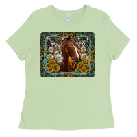 Matcha Western Horse Mouse Pad Ladies Tee - CowhideDigitalArt