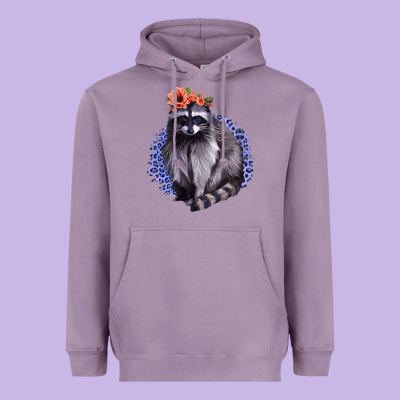 Classy But A Little Thrashy Racoon With Flowers Heavyweight Hoodie Designed By Jasminsmagicworld