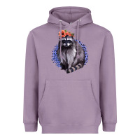 Lavender Classy But A Little Thrashy Racoon With Flowers Heavyweight Hoodie - Jasminsmagicworld