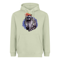 Matcha Classy But A Little Thrashy Racoon With Flowers Heavyweight Hoodie - Jasminsmagicworld