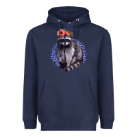 Navy Classy But A Little Thrashy Racoon With Flowers Heavyweight Hoodie - Jasminsmagicworld