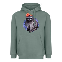 Sage Classy But A Little Thrashy Racoon With Flowers Heavyweight Hoodie - Jasminsmagicworld