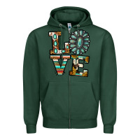 Sports Green turquoise serape love Zipper Hoodie - Jasminsmagicworld