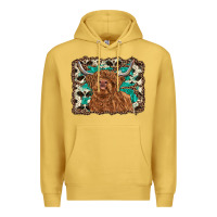 Antique Gold highland cow western background Premium Hoodie - RanaPortraitStore