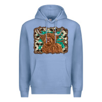 Colony Blue highland cow western background Premium Hoodie - RanaPortraitStore