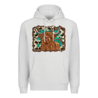 Dove Grey highland cow western background Premium Hoodie - RanaPortraitStore