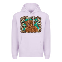 Lilac highland cow western background Premium Hoodie - RanaPortraitStore