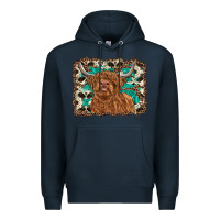 Navy highland cow western background Premium Hoodie - RanaPortraitStore