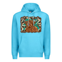 Ocean Blue highland cow western background Premium Hoodie - RanaPortraitStore