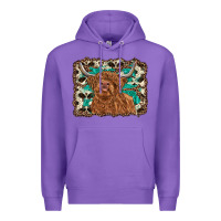 Purple highland cow western background Premium Hoodie - RanaPortraitStore