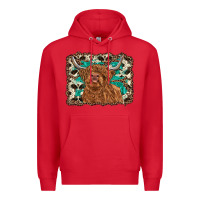 Red highland cow western background Premium Hoodie - RanaPortraitStore