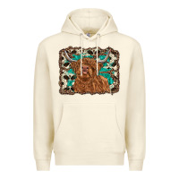 Sandshell highland cow western background Premium Hoodie - RanaPortraitStore